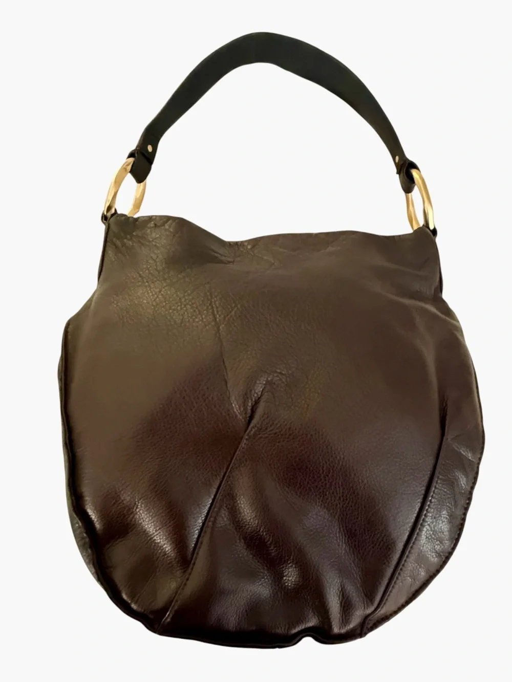 Sigrid Olsen BOHO Brown Leather HOBO Tote Shoulder Bag with Gold Hardware